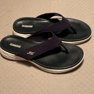 Skechers Dark Blue Sandals with White Soles